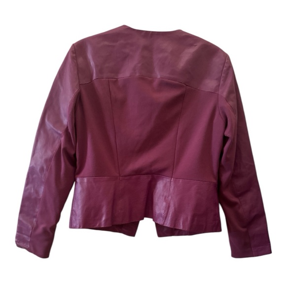 Vintage Hal Rubenstein Sz. L Purple Textured 100% Leather Jacket W/Pockets - Picture 2 of 14